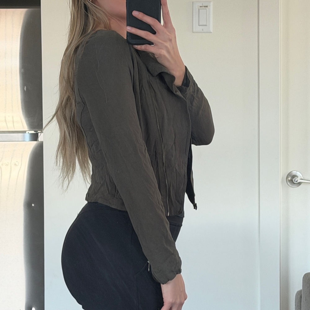 Aritzia Talula Olive Moto Jacket